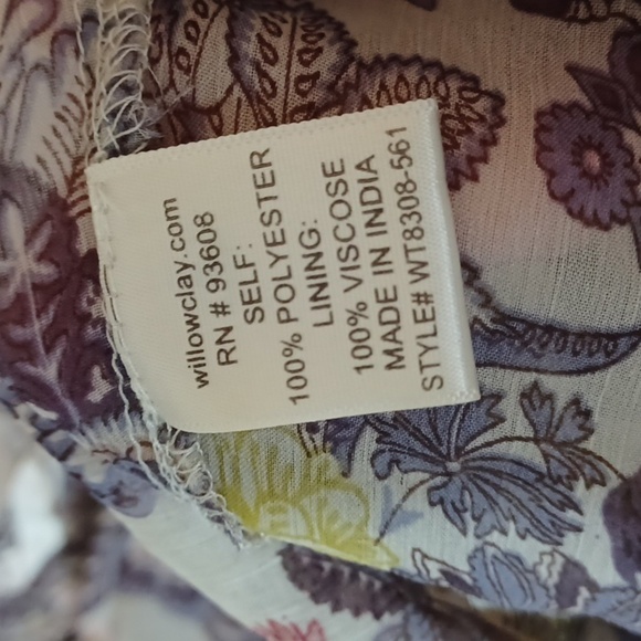 Willow Clay Sheer Floral Purple & Yellow Top S - Picture 5 of 7